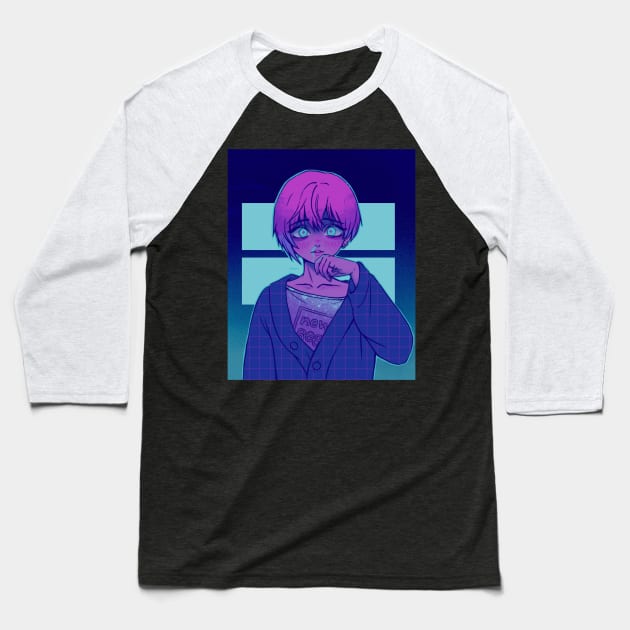 Neon, Anime, Cyan Blood, Pink hair, Digital Painting Baseball T-Shirt by Dream.Mori